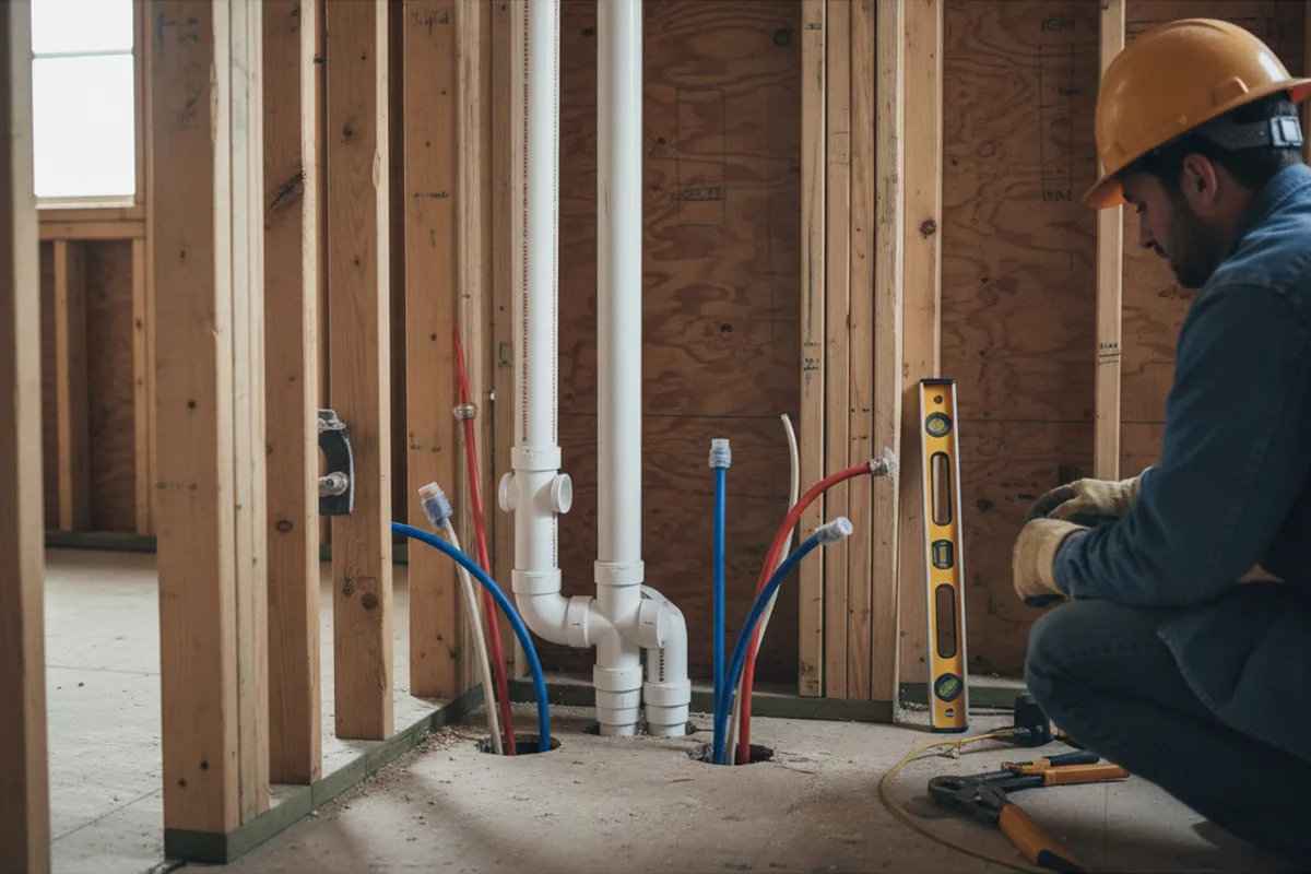 Drain and supply rough-in during Sump Pump Repair in New Egypt